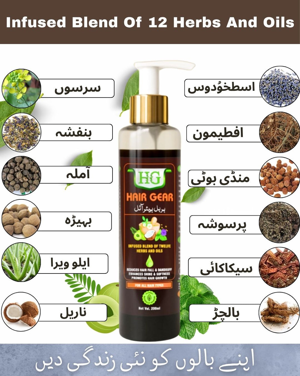 Hair Gear Hair Oil – Hair Fall Control & Fast Hair Growth - 200ml (ہربل ہیئر آئل)