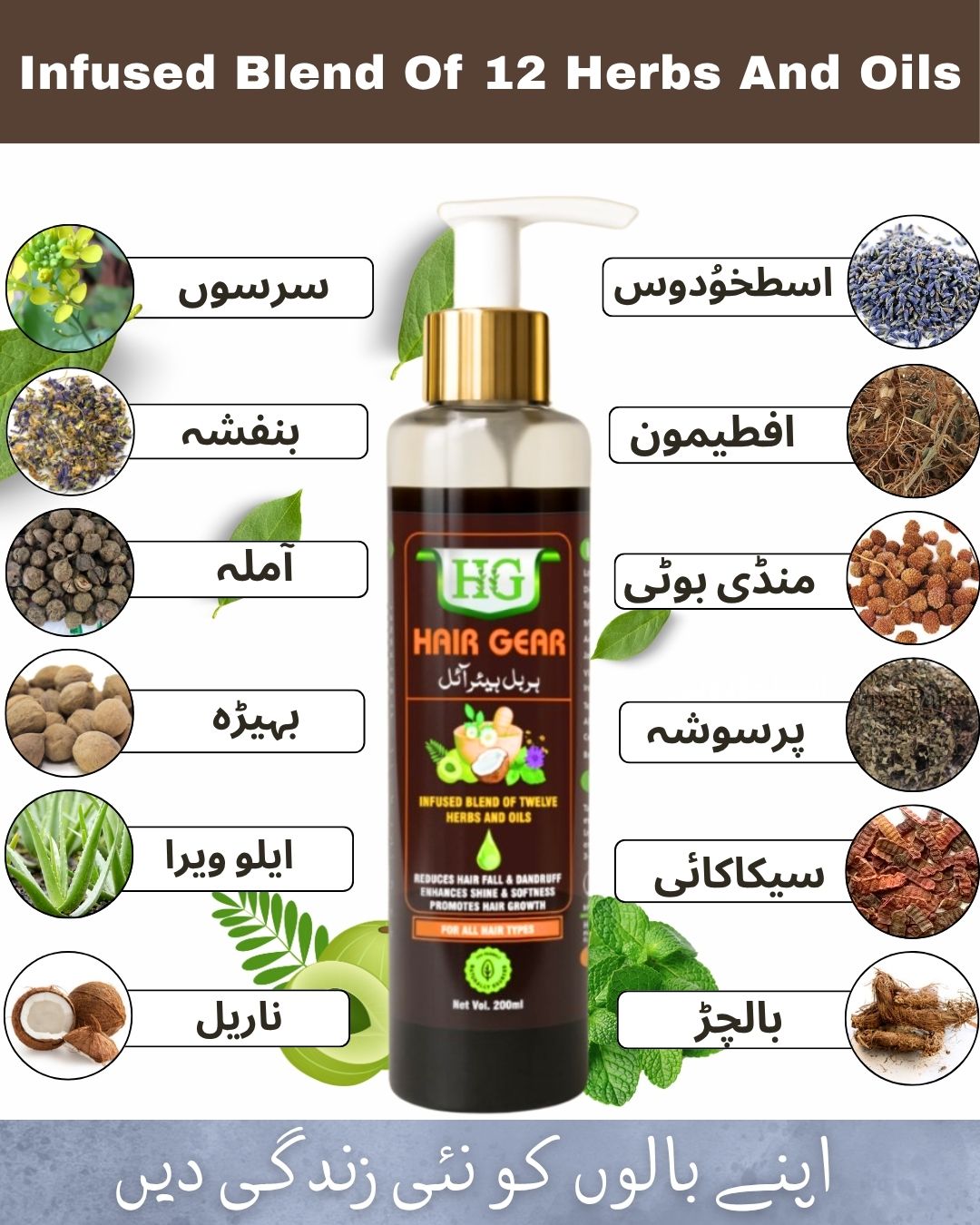 Hair Gear Hair Oil – Hair Fall Control & Fast Hair Growth - 200ml (ہربل ہیئر آئل)